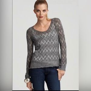 Theory Alpaca Wool Blend Gray Zig Zag Sweater